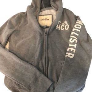 Hollister small light gray hooded sweatshirt zip front hoodie perfect